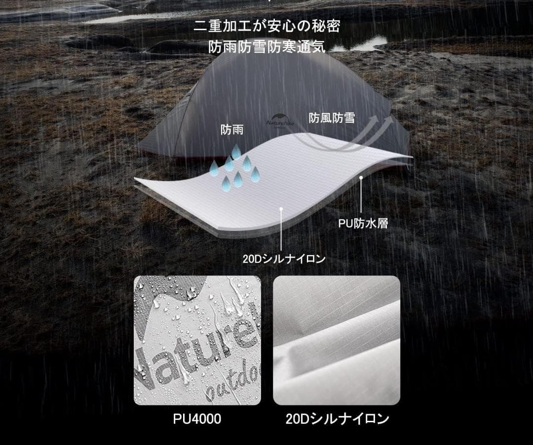 Naturehike Clould up2 スカート付き山岳テント