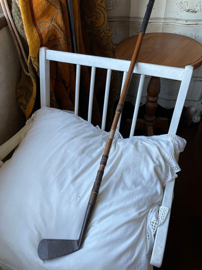 アンティーク　木製　ゴルフ　クラブ　ヒッコリー　アイアン　C　100年　アメリカ