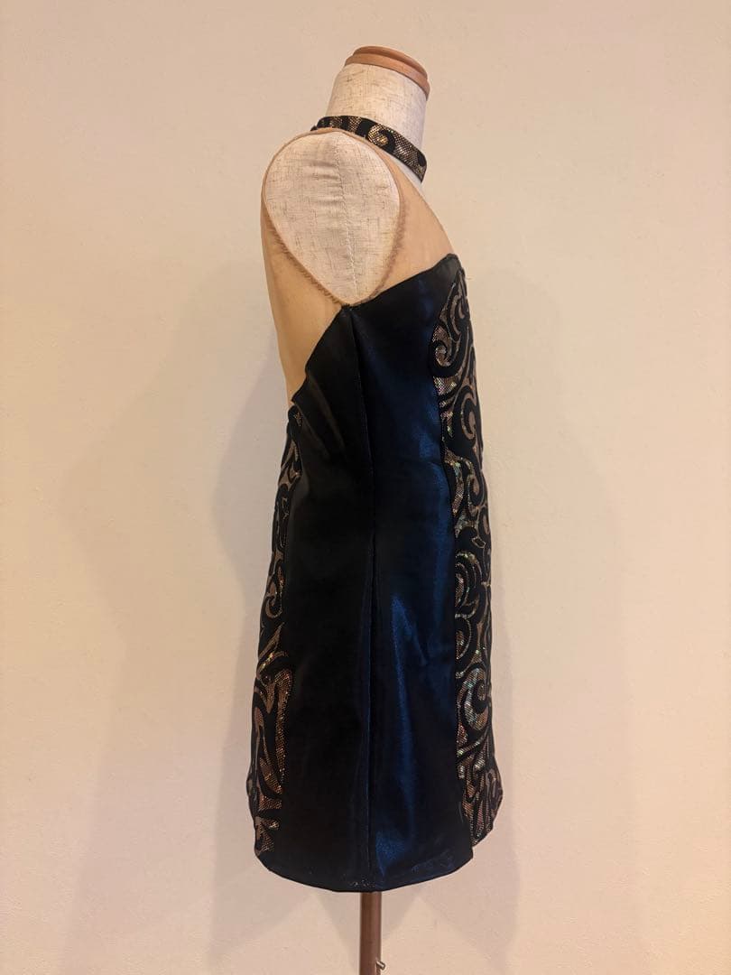 140ダンス衣装　黒×ゴールド　ワンピース