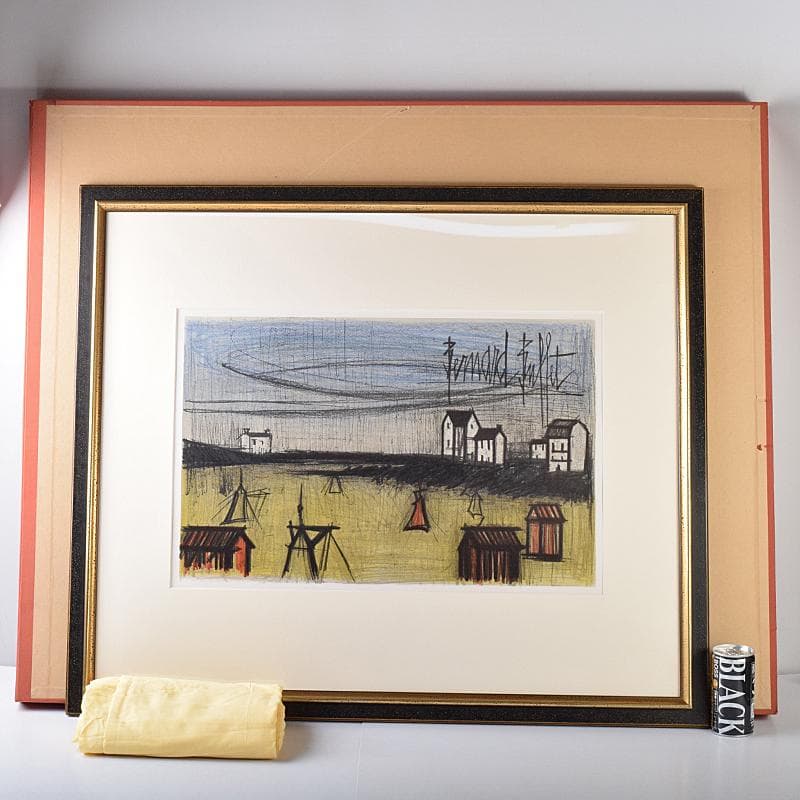 リトグラフ　ベルナール・ビュッフェ作　「小さな海岸」　額装　V　R7913B