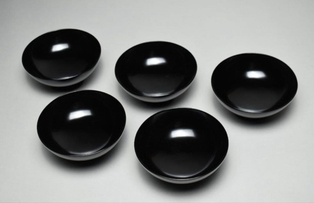 輪島塗　蒔絵菊花図　五客