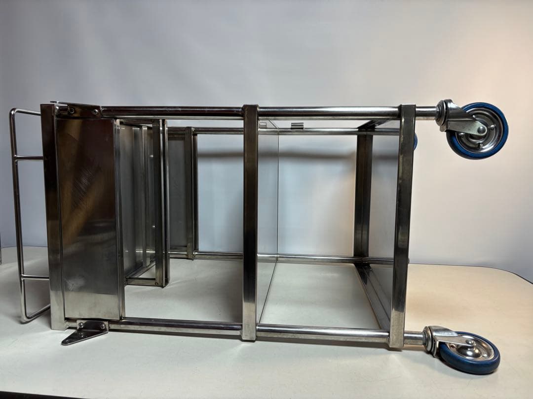 ヒラタニ 回診車 ステンレスワゴン 2段 両開引出し2杯 自在キャスター