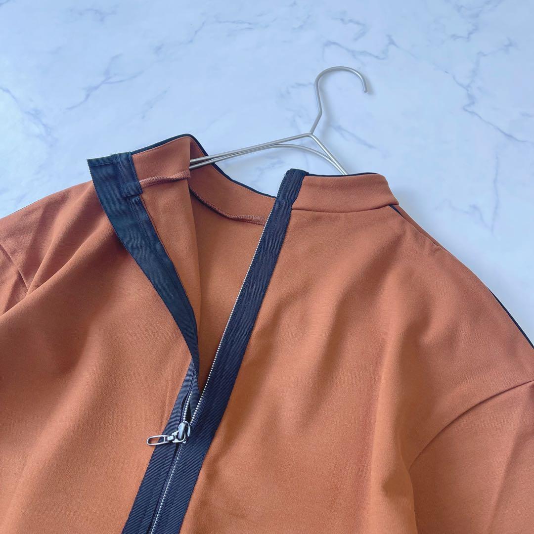 【未使用級】ランバンスポール ペプラム パイピング 長袖シャツ バックジップ38