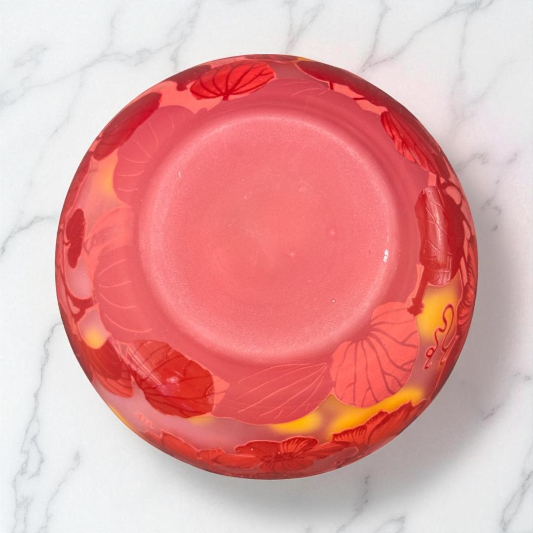 【証明書付】希少エミールガレ 鉢 高さ13cm 幅17.5cm カメオ彫り　花器