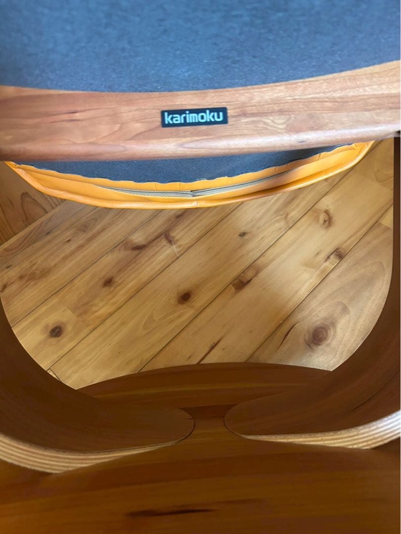 【美品】カリモク 1人ソファー 用　ザファースト　オットマン オレンジ 牛革