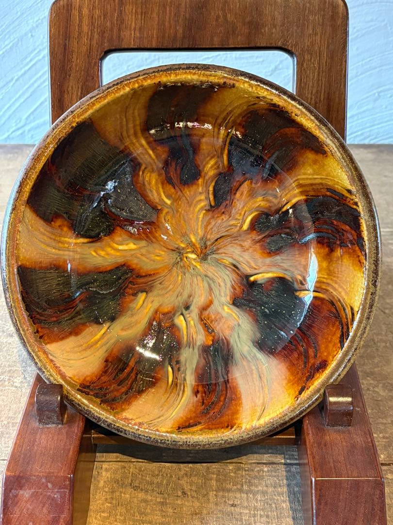 熊本県　ふもと窯　大鉢　スリップウェア