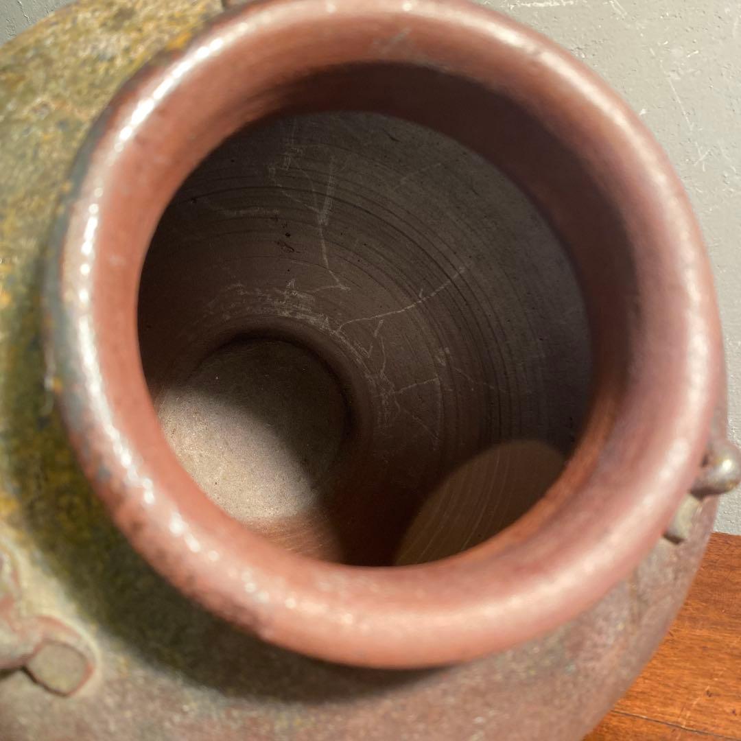 丹波焼 甕 三耳壺 花器 花入 美術品 骨董品 備前焼 在銘 コレクション