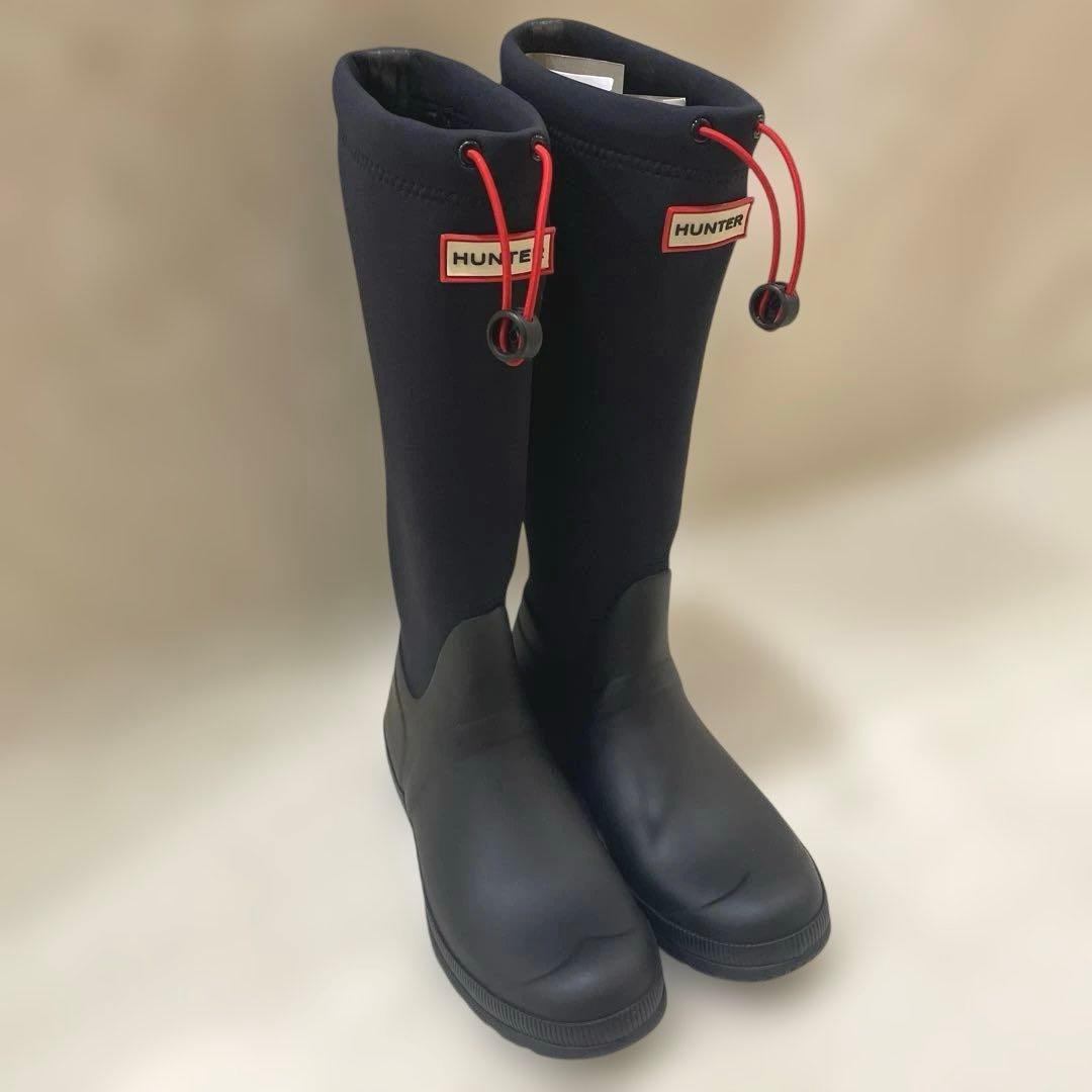 美品HUNTER ハンターレインブーツ　長靴　ブラック24.5センチUS8