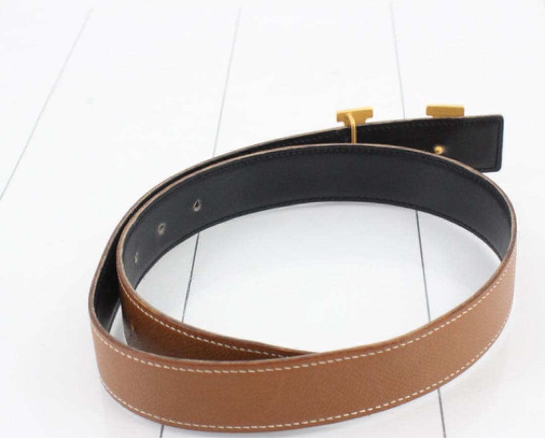 エルメス　Hバックル　コンスタンス　ベルト　ゴールド　ブラウン　レザー