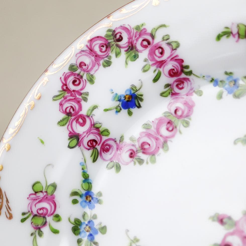 DRESDEN PORCELAIN 手描き 薔薇 トリオ カップ ソーサー 皿