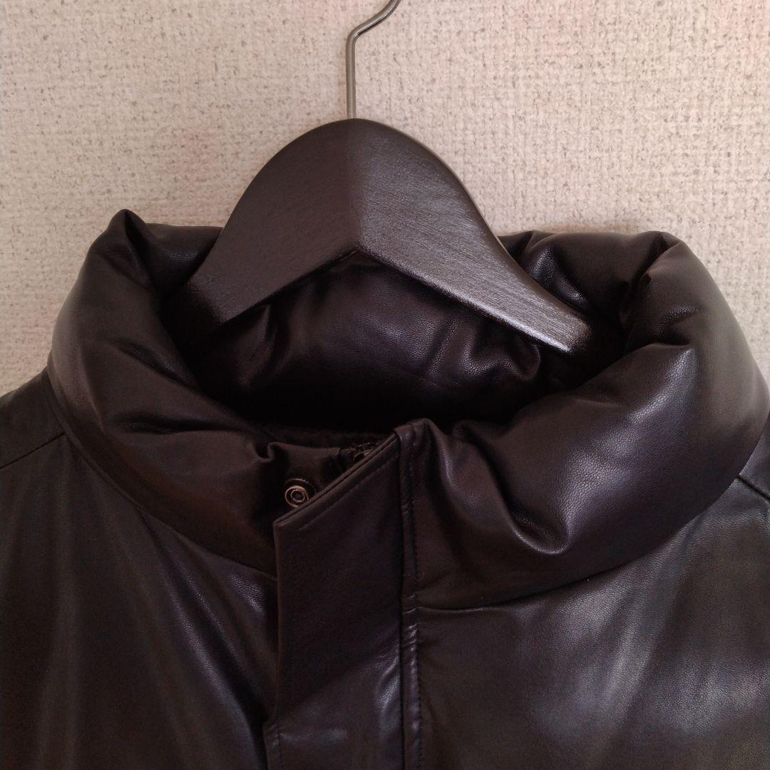 XLサイズ 黒 レザー重厚感ダウンベスト 新品未使用