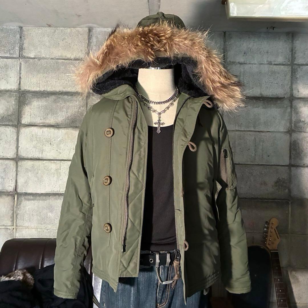 モッズコート　フライトジャケット　リアルファー　 N2B ミリタリー　ナイロン