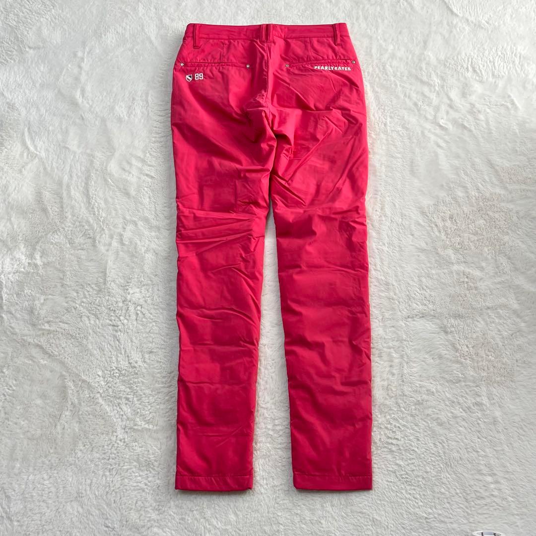 美品 パーリーゲイツ ゴルフ 中綿パンツ 蓄熱 暖パン ロゴ刺繍 ピンク 1