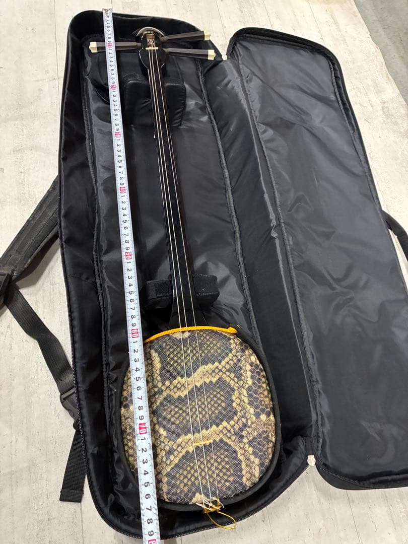 B0105）沖縄三線 蛇三線 人工皮 蛇柄 三味線 和楽器 ケースおまけ