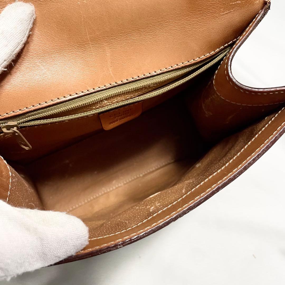 セリーヌ ロゴ 型押し マカダム ハンドバッグ フォーマルバッグ 2way 茶色