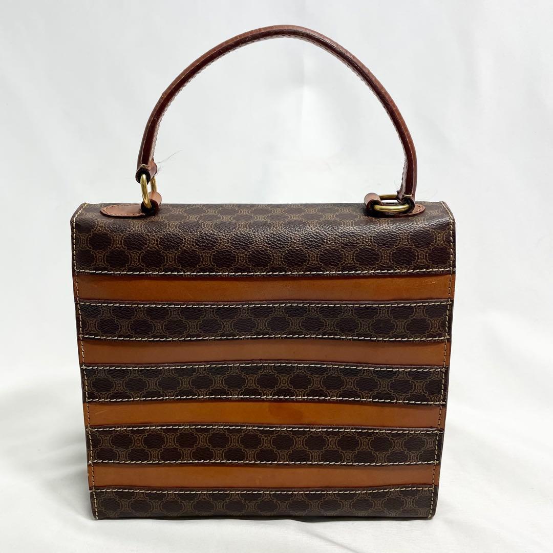 セリーヌ ロゴ 型押し マカダム ハンドバッグ フォーマルバッグ 2way 茶色