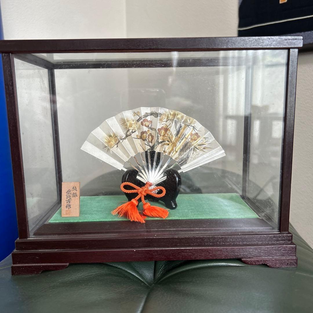 ゆうこです。 武比古作、純銀扇、松竹梅