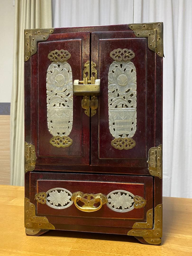 アジアン家具 木製宝石貴金属収納ボックス