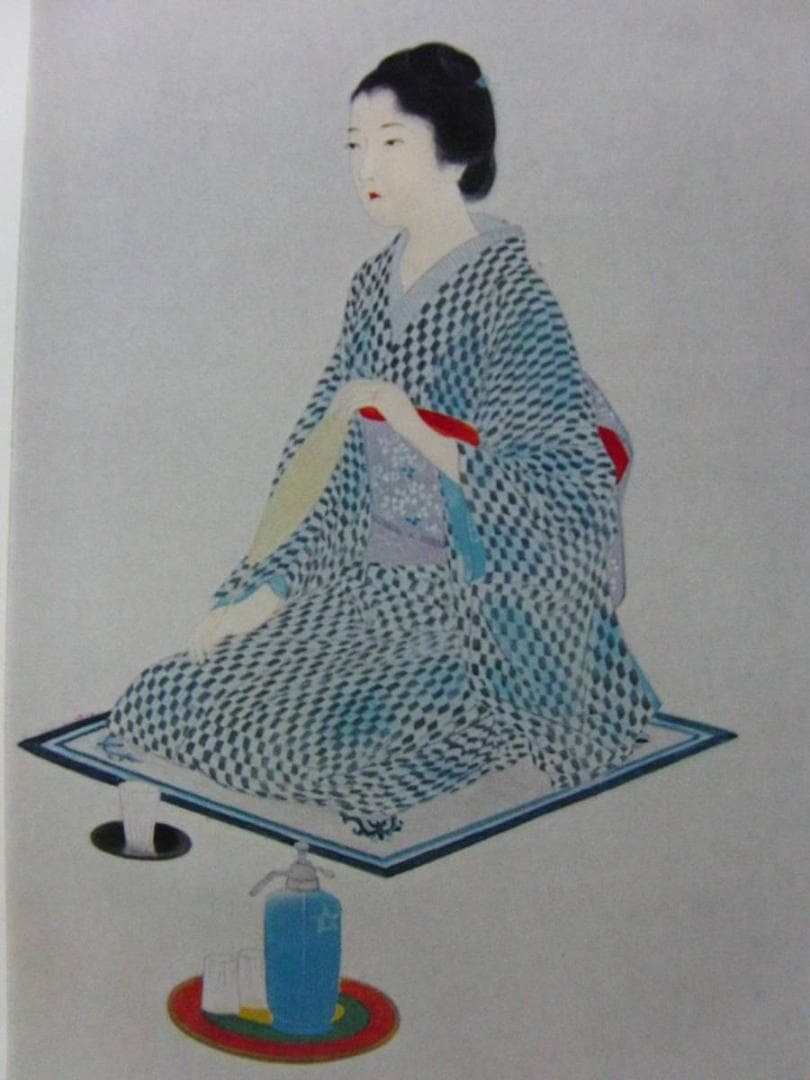 鏑木　清方【夏の女客・部分】、年代物、希少画集画、状態良好