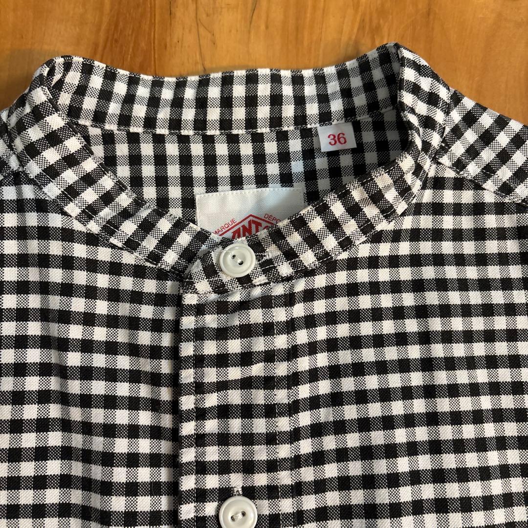 DANTON バンドカラー　ギンガムチェックシャツ