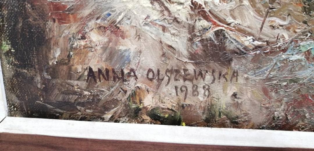 1【真作】アンナ・オルシェウスカ 油彩 1988年 ポーランド 風景画 自然
