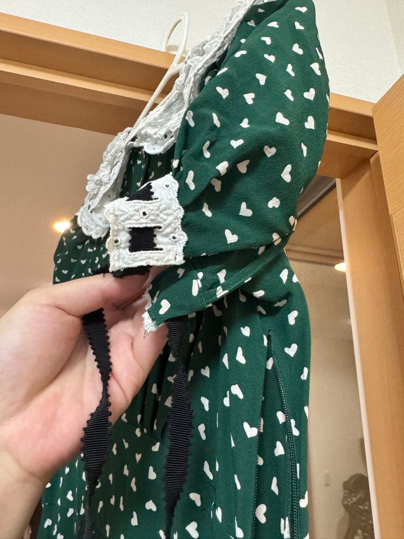 miumiu ミウミウ　ハート柄緑色ミニワンピース