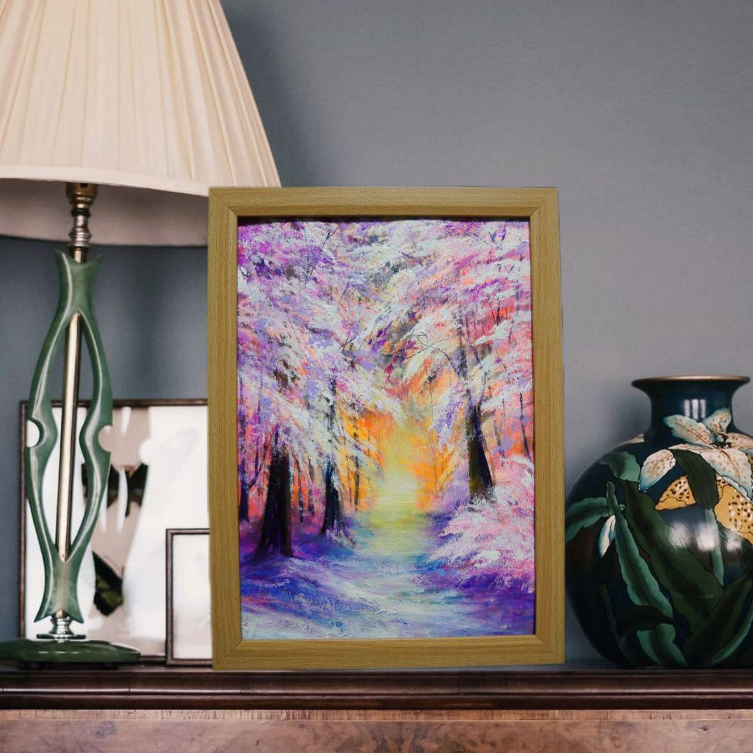 油絵 絵画 【冬の朝日】