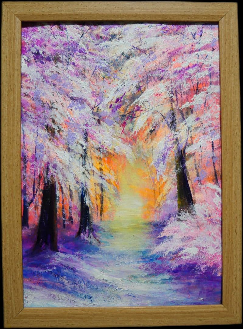 油絵 絵画 【冬の朝日】