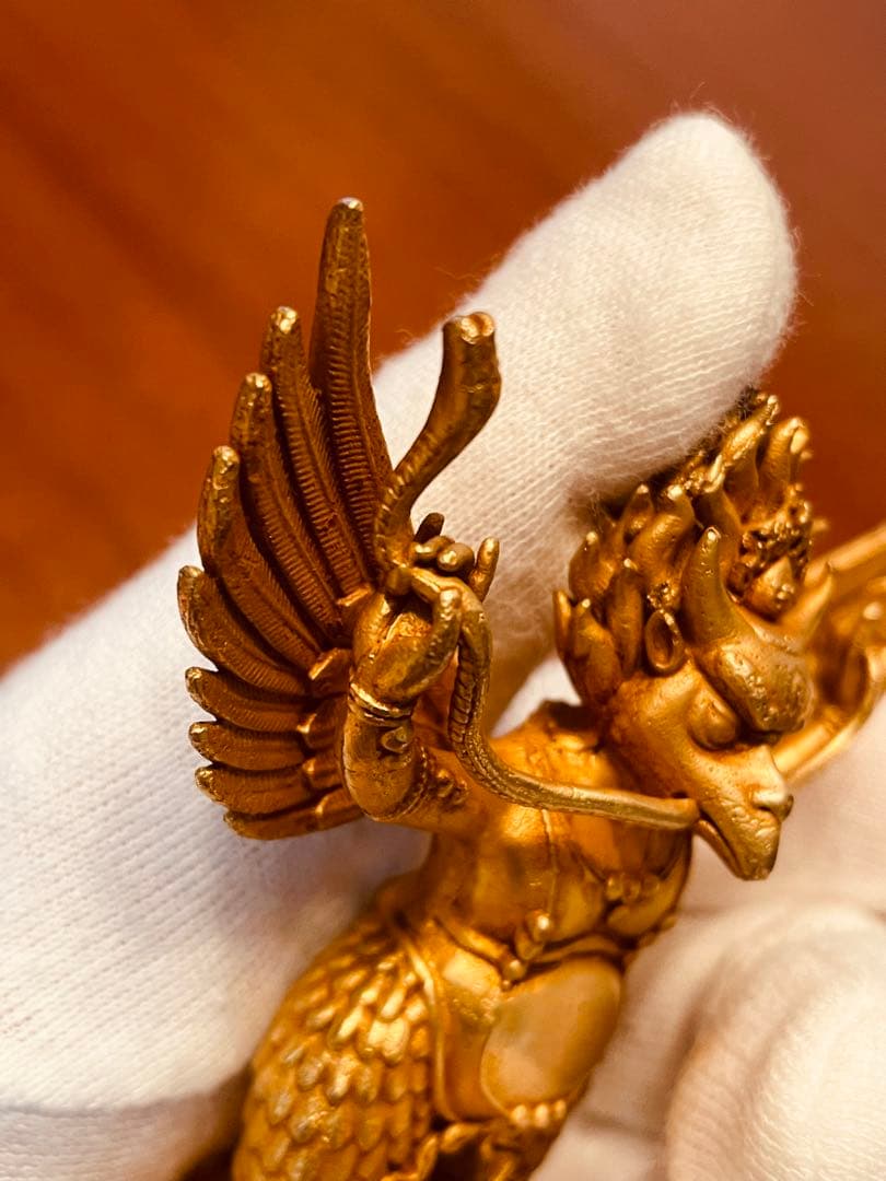 ＜チベット密教 新品1点物＞鍍金 ガルーダ（迦楼羅／金翅鳥）尊像 不死鳥