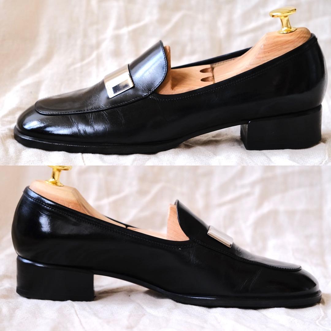 GUCCIグッチ ラウンドスクエアバックルローファー黒36 1/2C