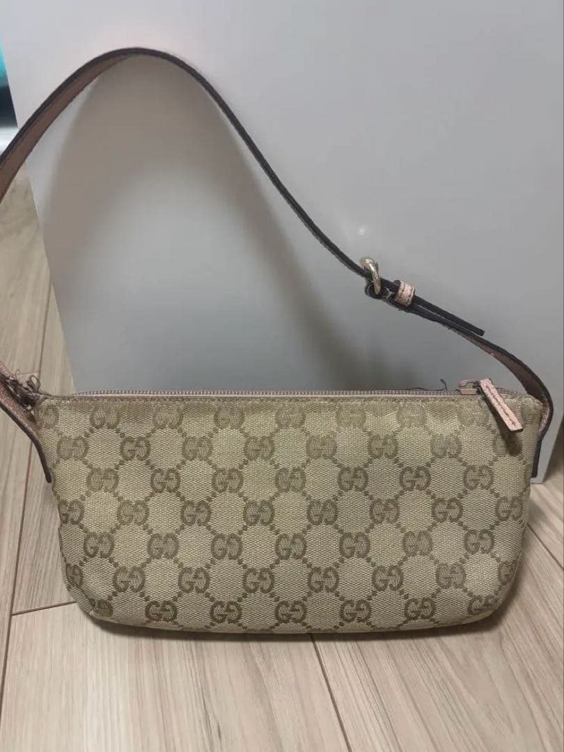 GUCCI グッチ GG キャンバス アクセサリーポーチ レザー ピンク