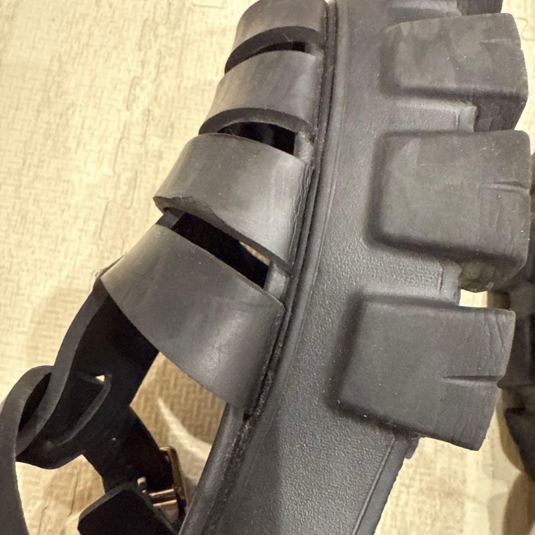 PRADA モノリス ラバーサンダル ブラック トライアングルロゴ 黒37