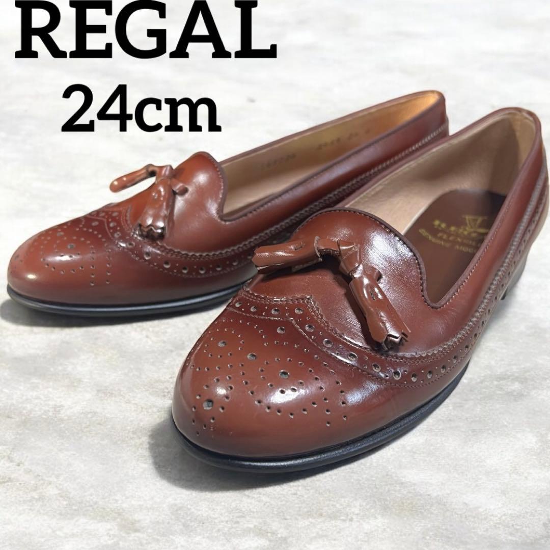 試着程度REGAL 本革 レザー タッセル ローファー ブラウン ウイングチップ