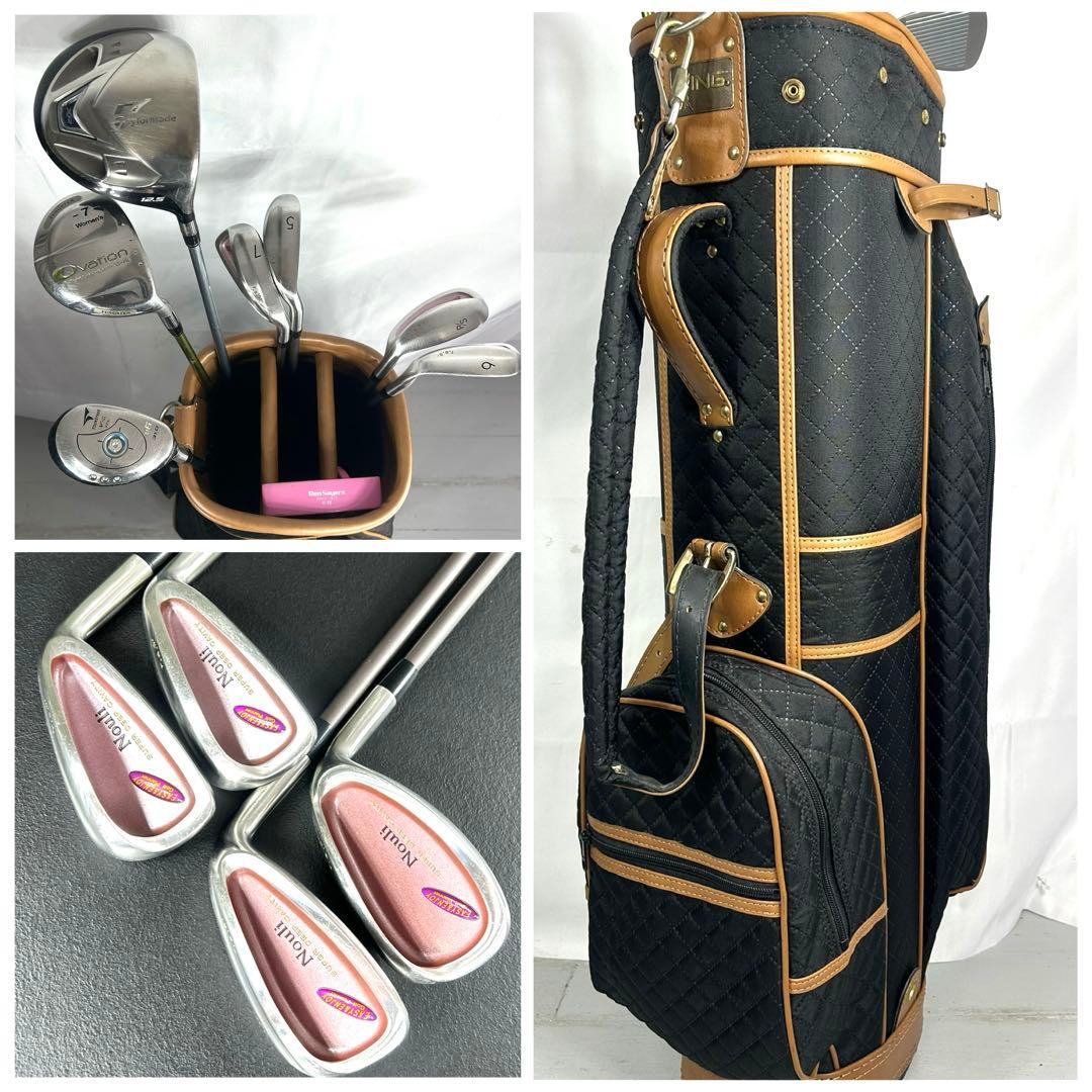 本格派 レディースゴルフクラブ 8本 ゴルフセット ピン キャディバッグ 美品