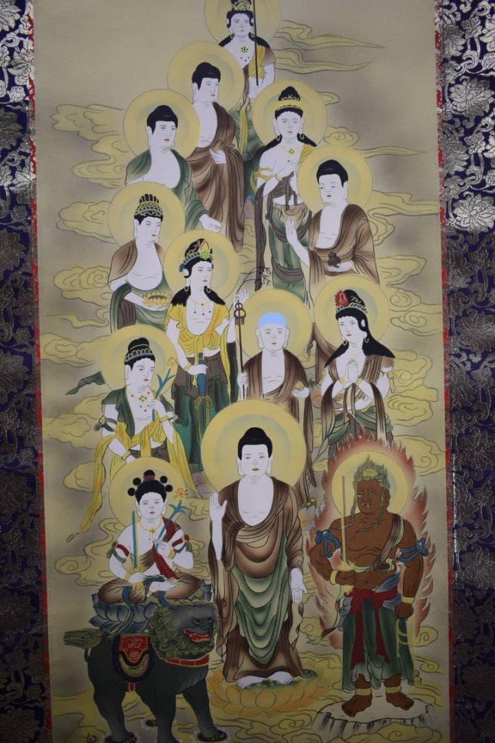 真作/白浄/十三佛図/桐共箱付/布袋屋掛軸HH-896