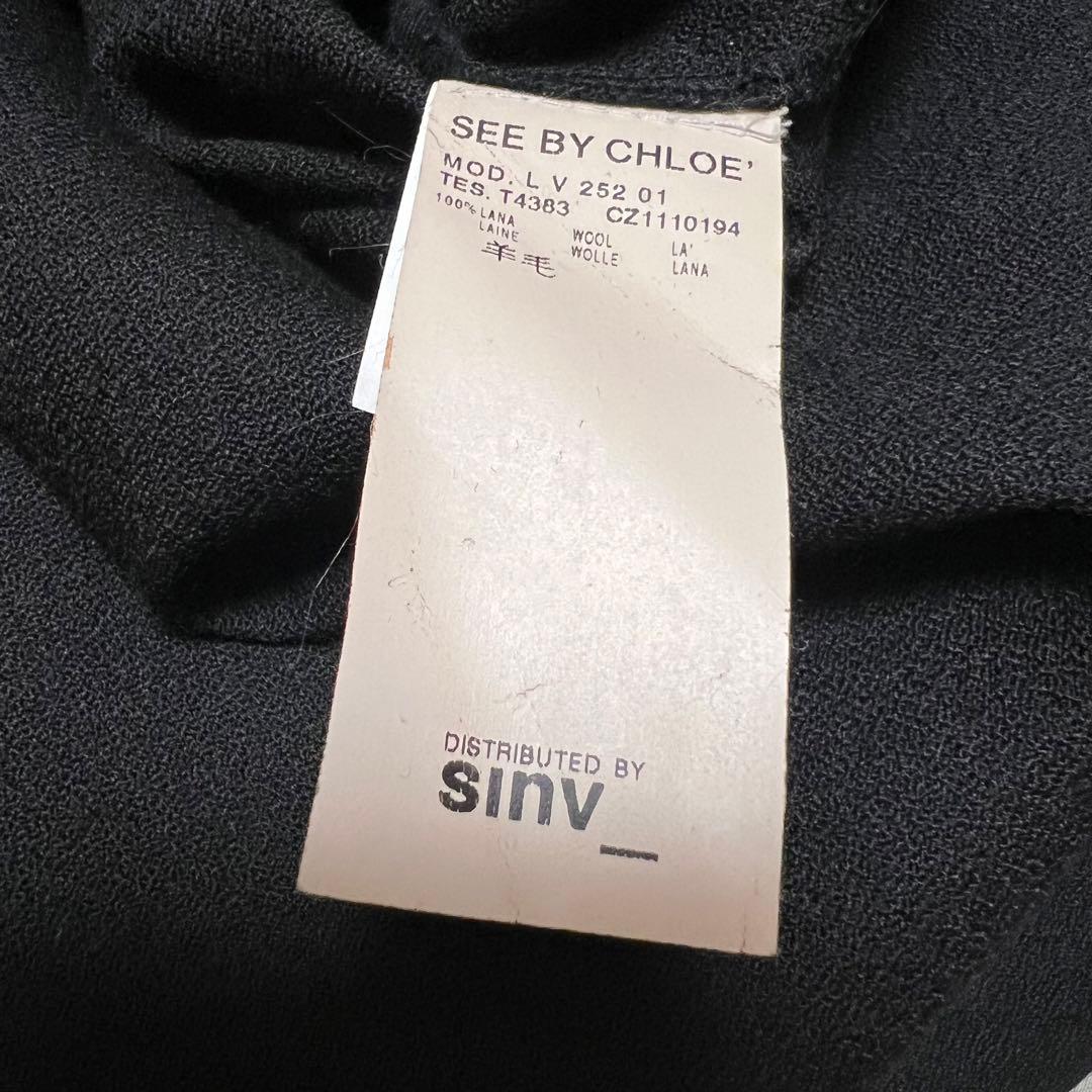 (極美品)シーバイクロエ　ピンタックワンピース　パフスリーブ　ベルト付き　丸襟