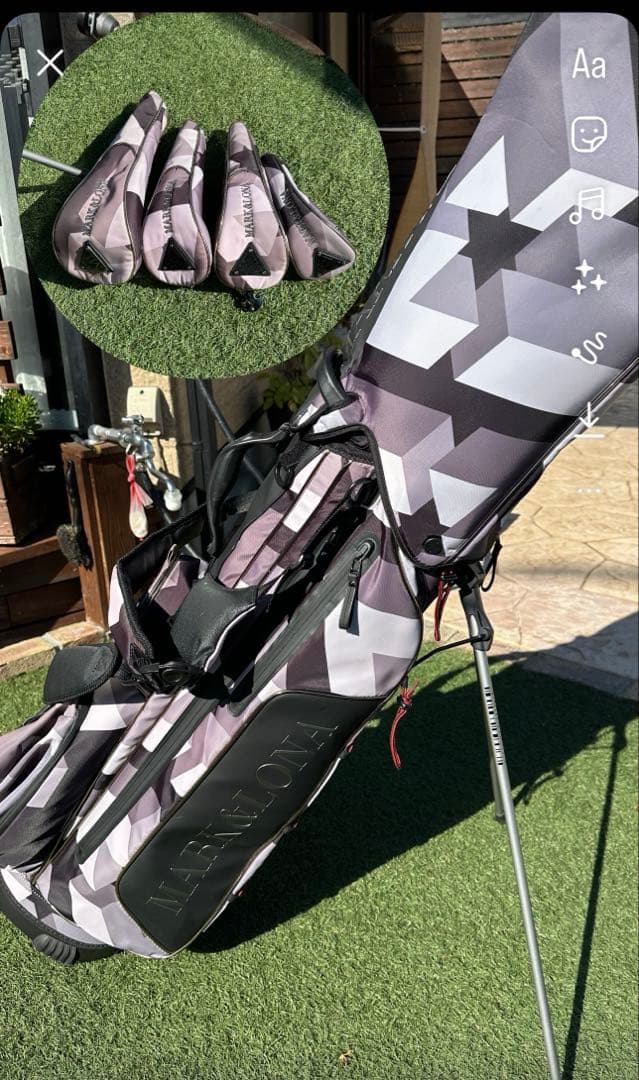 MARK&LONA スタンド式キャディバッグ グレーとブラック　ヘッドカバー付き