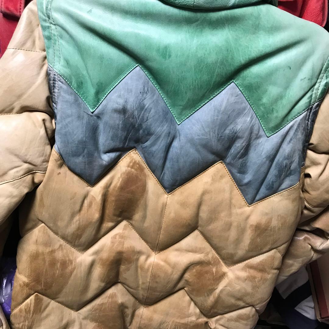 ショット　レザージャケットダウン　バイカラー　希少　サイズM 羽毛　フェザー