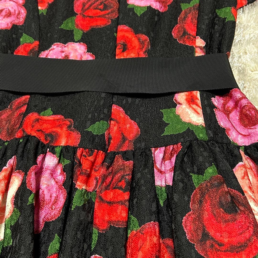 エムズグレイシー 秋冬カタログ バルーンワンピース 薔薇 ジャガード 花柄 黒