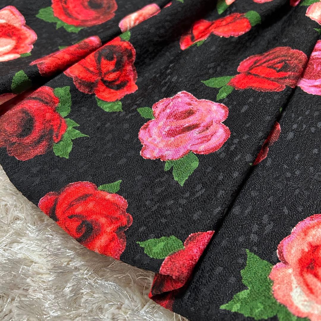 エムズグレイシー 秋冬カタログ バルーンワンピース 薔薇 ジャガード 花柄 黒