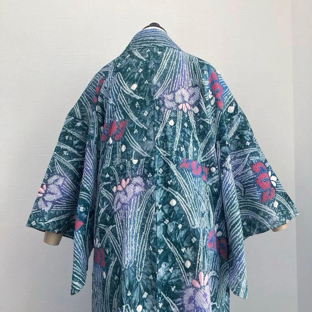 Pearlさま専用 有松絞り浴衣・有松鳴海絞り浴衣　燻んだグリーン　No7-22