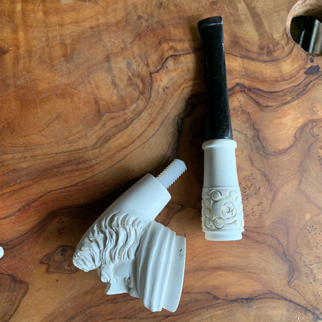 メシャムパイプ　全長約30cmのメシャムパイプと2つセット　海泡石製