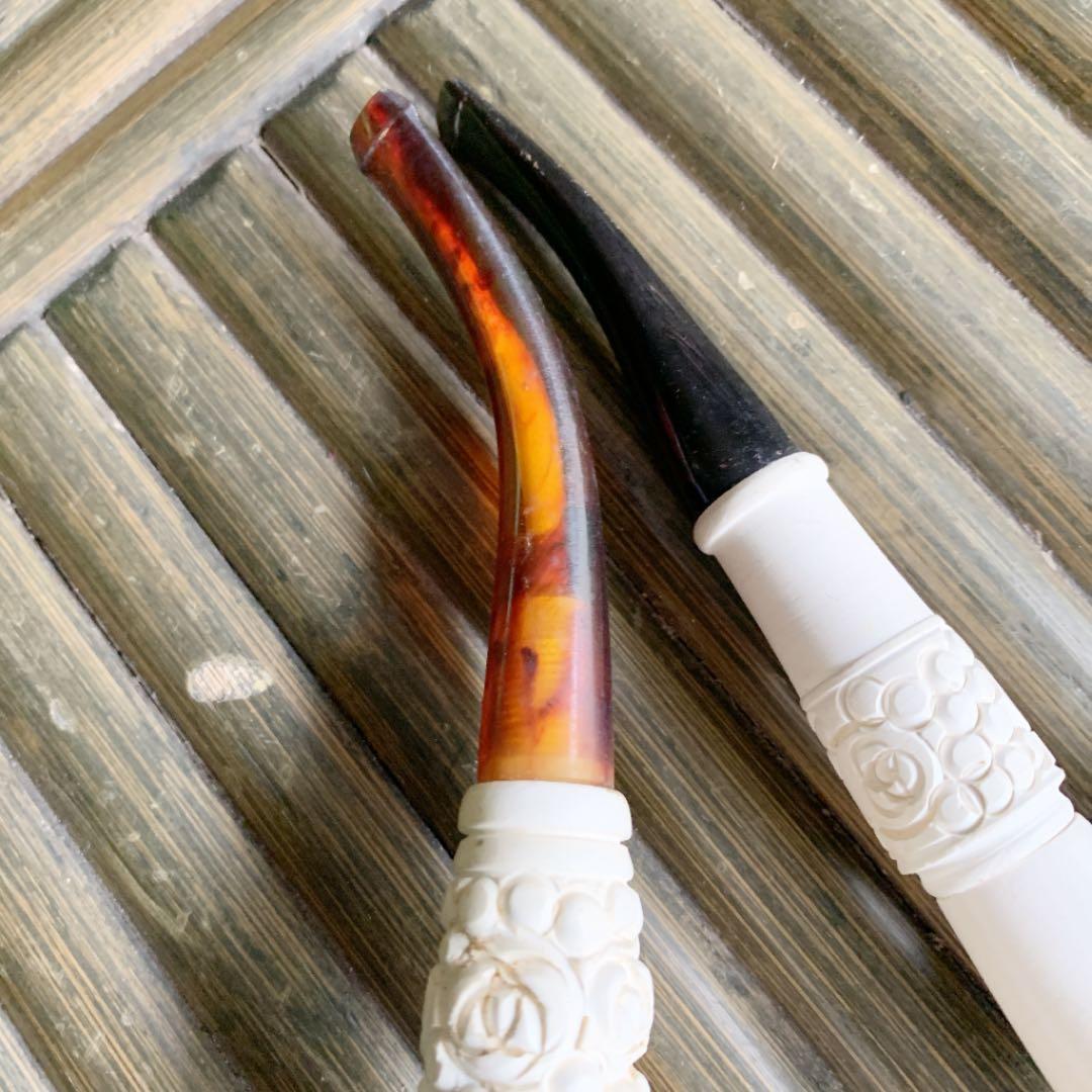 メシャムパイプ　全長約30cmのメシャムパイプと2つセット　海泡石製