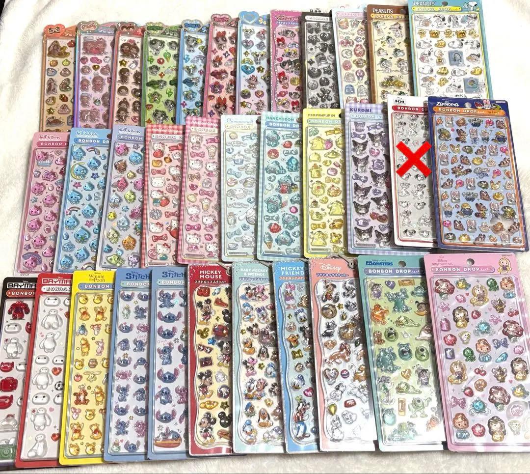 【34枚】ボンボンドロップシール 正規品 まとめ売り ディズニー　プチドロップ
