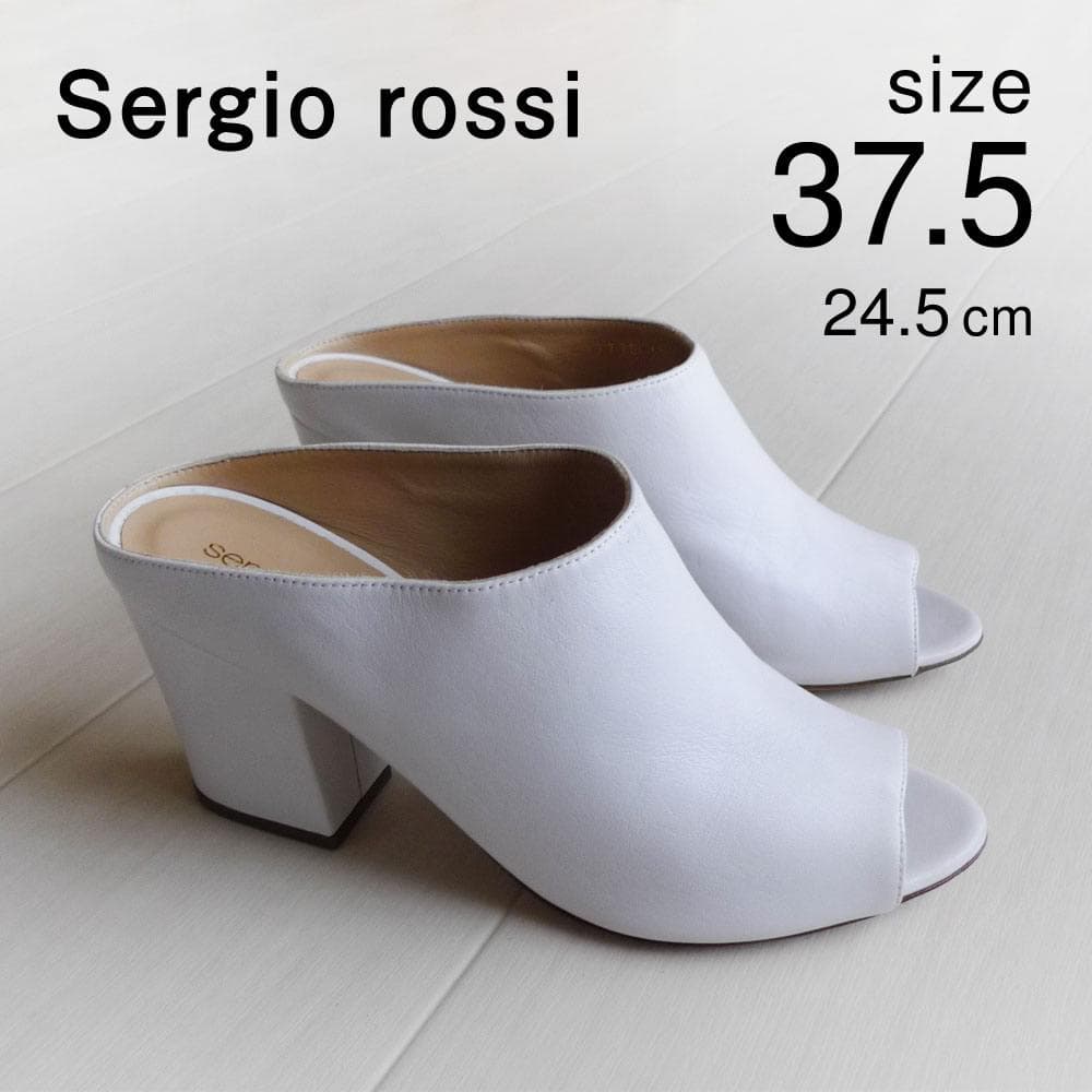美品 セルジオロッシ イタリア製 37 ホワイトのミュール サンダル Q133