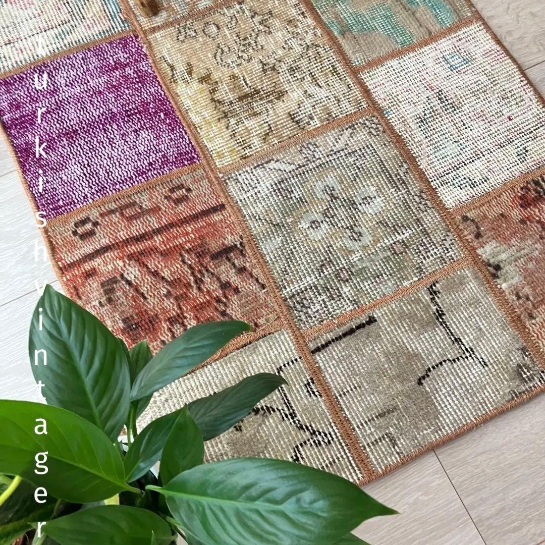 カラフル57×161✳︎パッチワーク　ランナー　ロング　トルコヴィンテージラグ