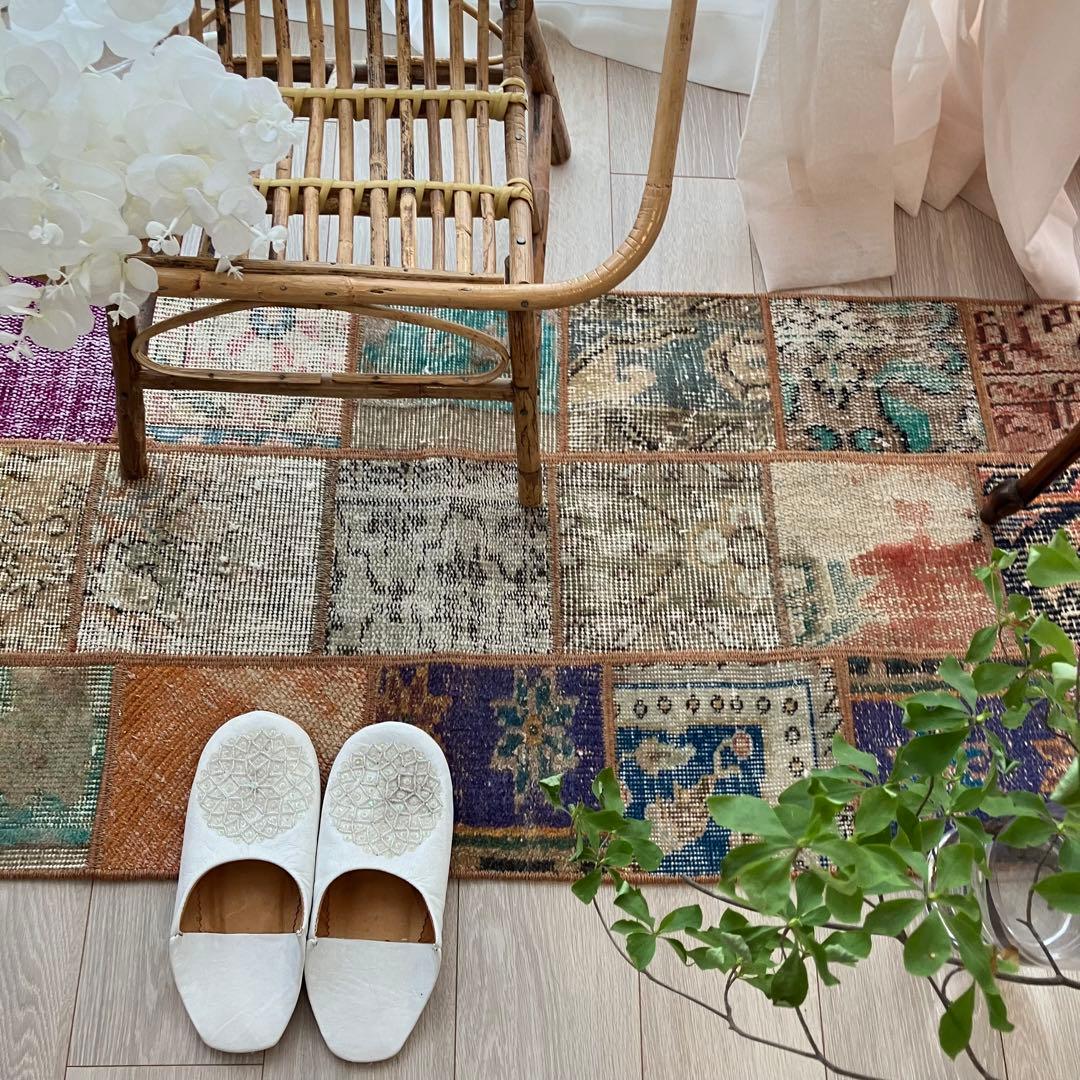 カラフル57×161✳︎パッチワーク　ランナー　ロング　トルコヴィンテージラグ