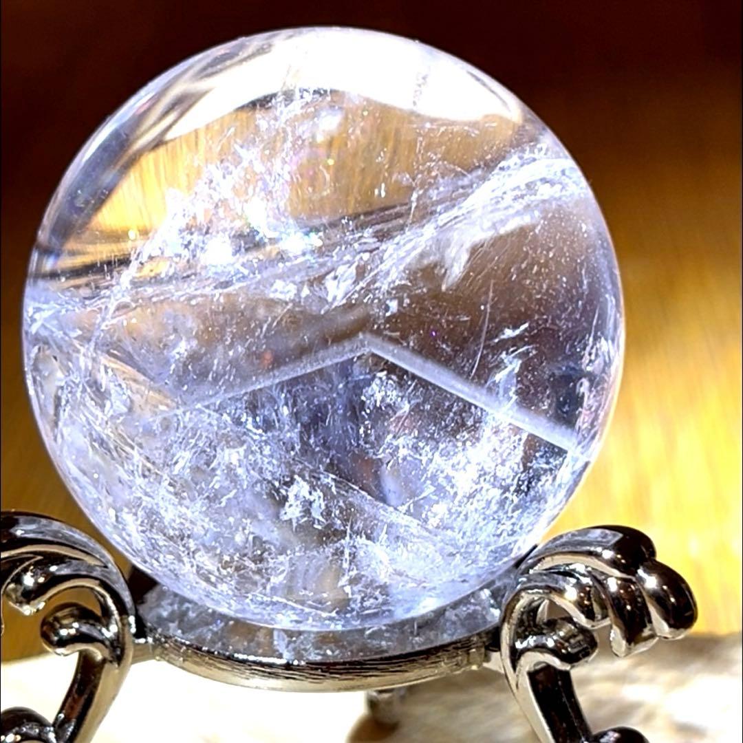 天然石　ファントム入り　アゼツライト　スフィア　　40.7㎜　台座付き