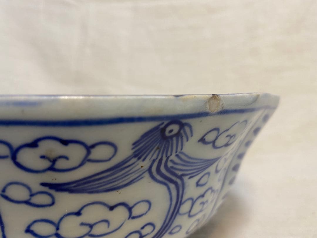 伊万里　古伊万里　染付　ベロ藍　花の図　蝶の図