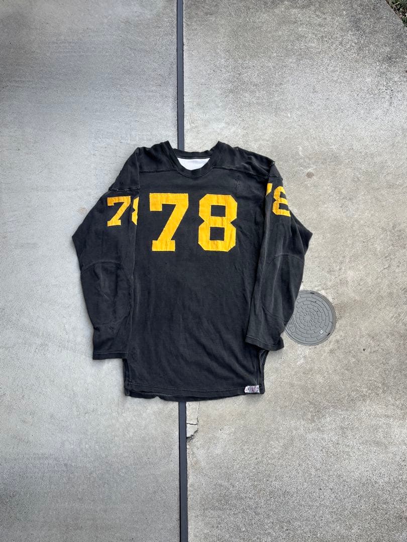 50年代 「sand」 フットボールT ブラック コットン100 42 袖長